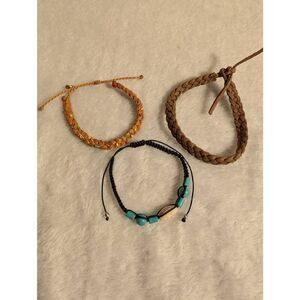 *Bundle of three braided hemp and bead bracelets